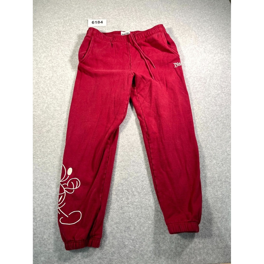 Disney Mickey‎ Mouse Jogger Pants Mens Medium Red Drawstring Disneyland Resort